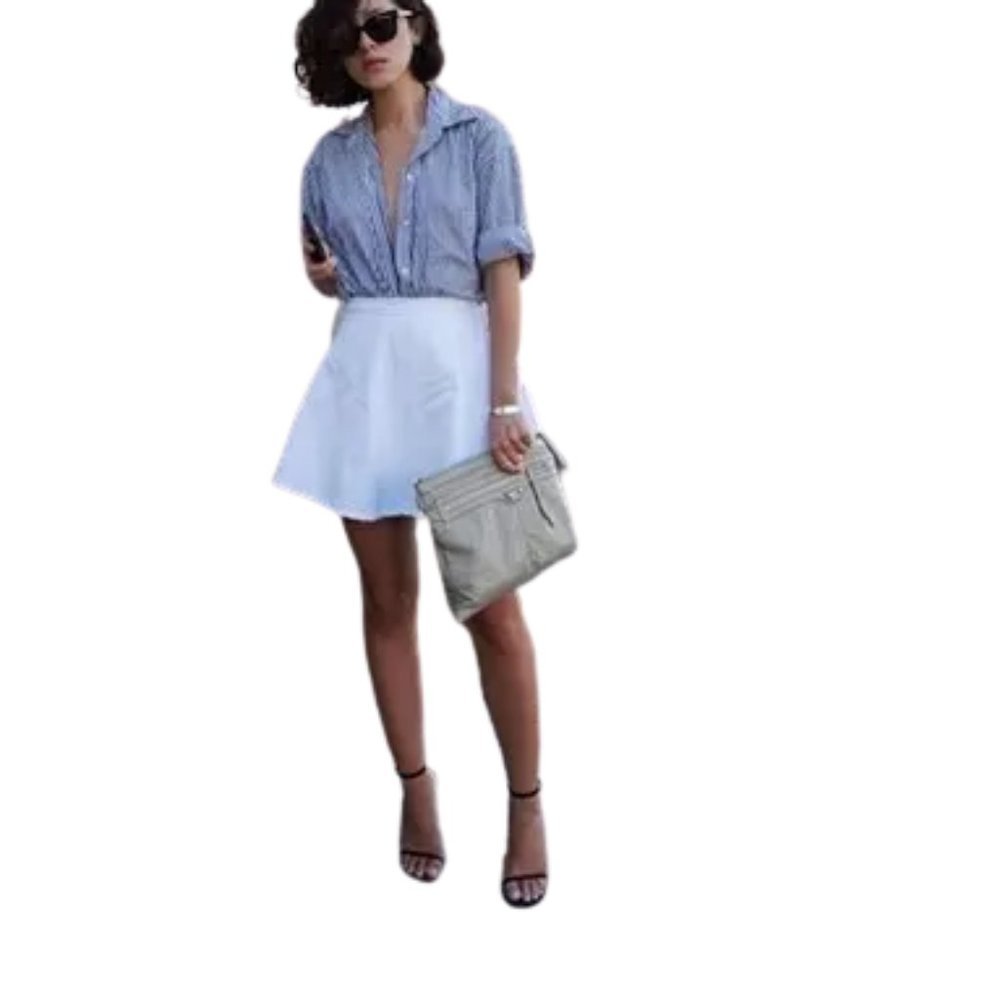 Apt.9 Striped Button Up Blouse with Roll Sleeves